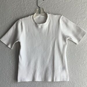 Classic White Ribbed Women's Tee